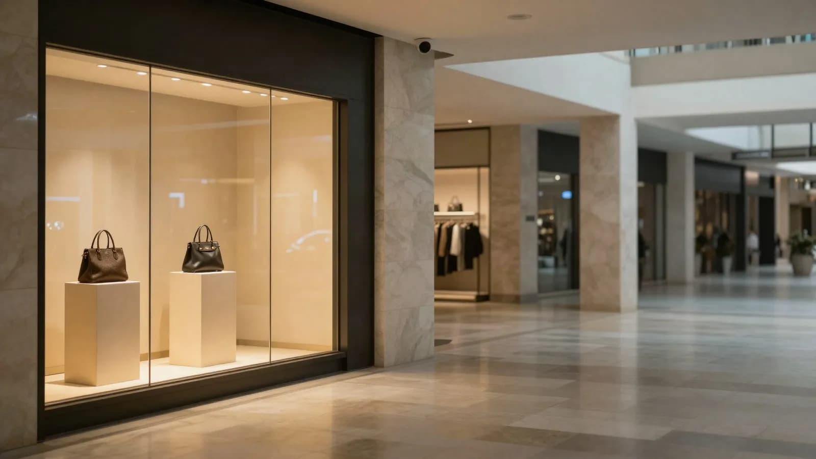 A luxury boutique frontage in a Gulf shopping mall