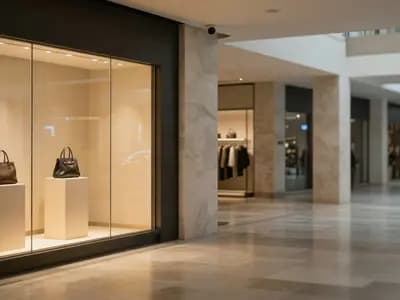A luxury boutique frontage in a Gulf shopping mall
