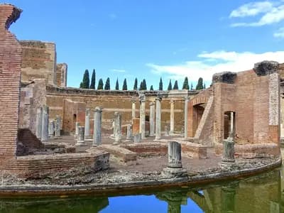 The Maritime Theatre at Hadrian's Villa in Tivoli, a circular island villa ringed by a moat; the lightning marker was found in the Amphitheatre area elsewhere on the site