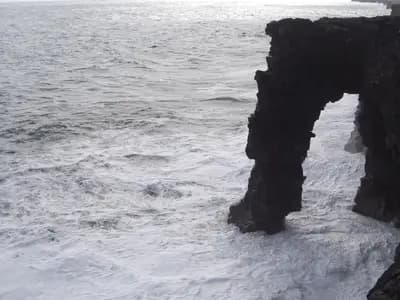 The Holei Sea Arch on the Kalapana coast, Hawaii, photographed while it was still standing, long before the collapse in September 2026