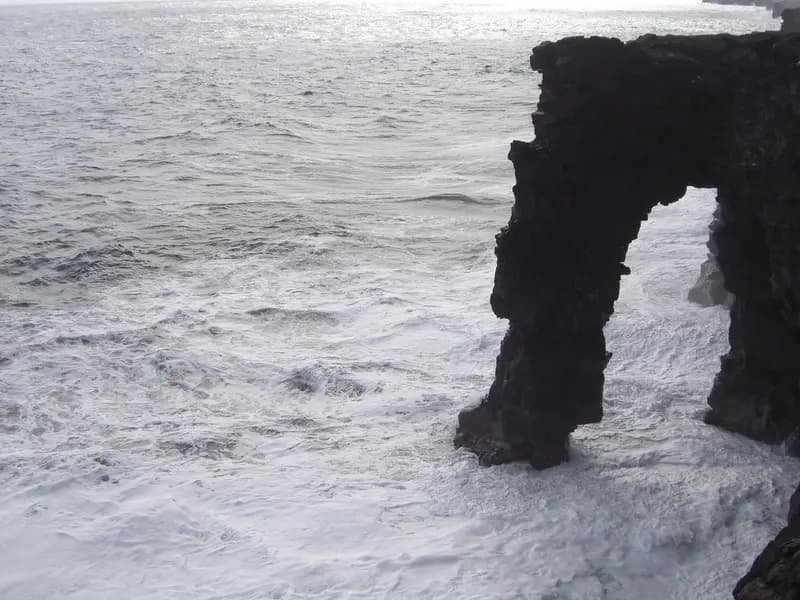 The Holei Sea Arch on the Kalapana coast, Hawaii, photographed while it was still standing, long before the collapse in September 2026