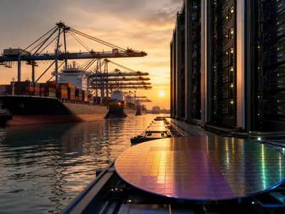Shipping containers and digital infrastructure representing an uneven global recovery