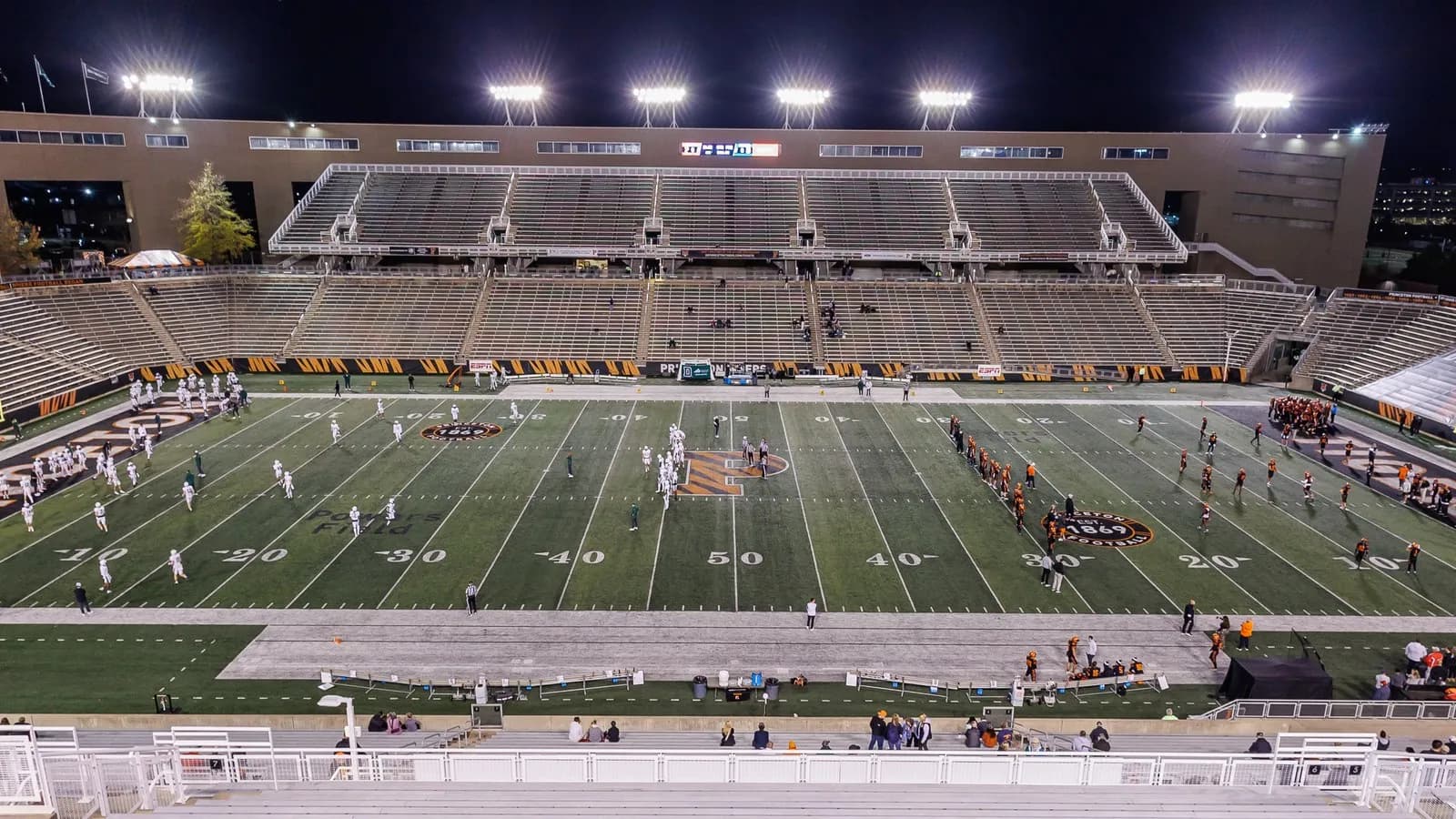 A night game at Princeton Stadium, illustrative of college football under lights and not the Indiana-Northwestern game itself, photographed in November 2024