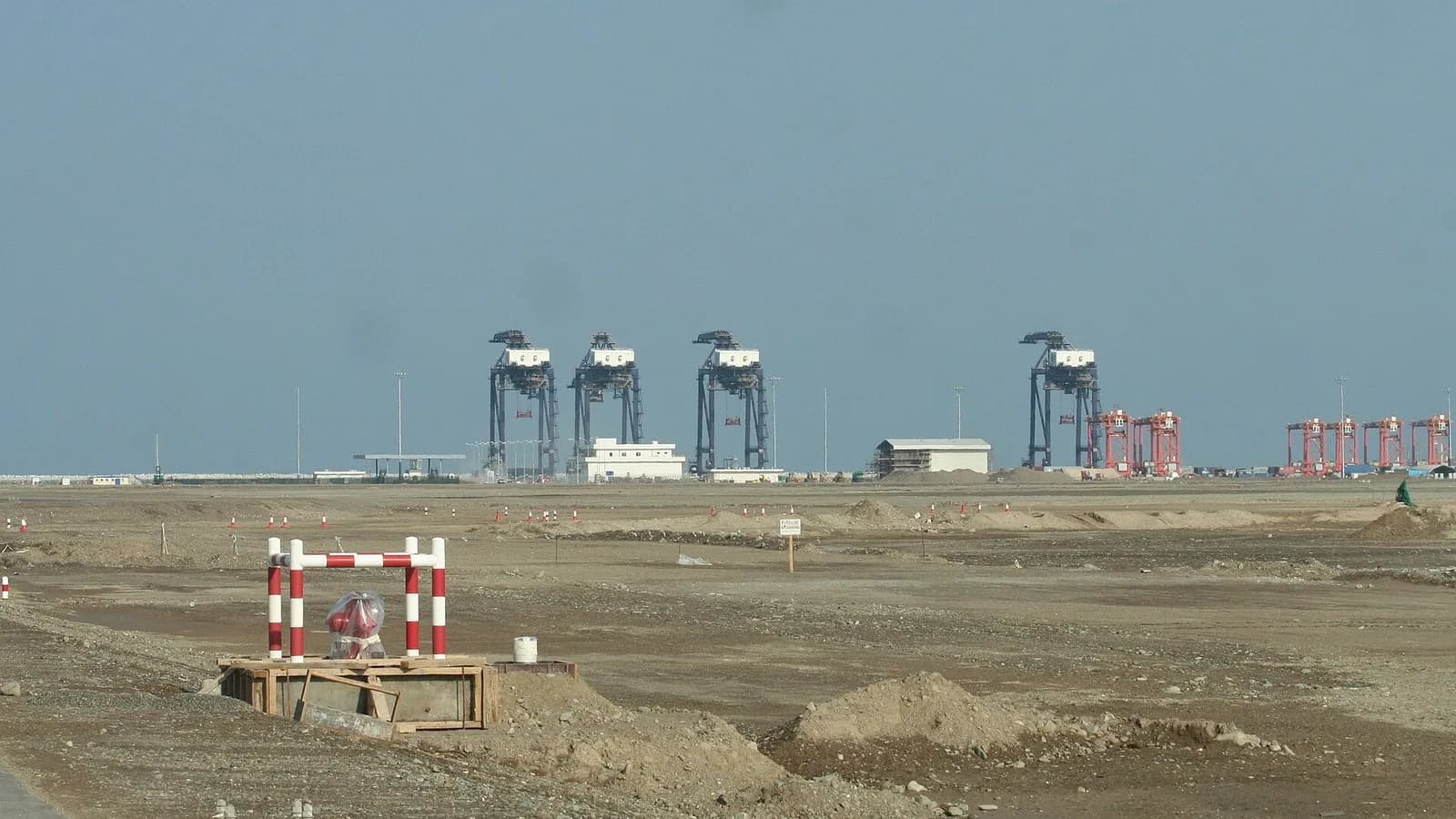 Container cranes at the port of Sohar in Oman, photographed in December 2006, a file photograph of the port town near where the tanker was hit and not of the vessel or the attack