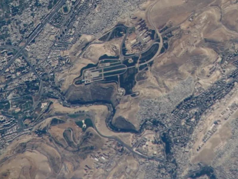 An astronaut's view from the International Space Station of Damascus and the hills and river valley around the Presidential Palace area, photographed on 2 September 2006, a file photograph of the Syrian capital and not of this week's meeting