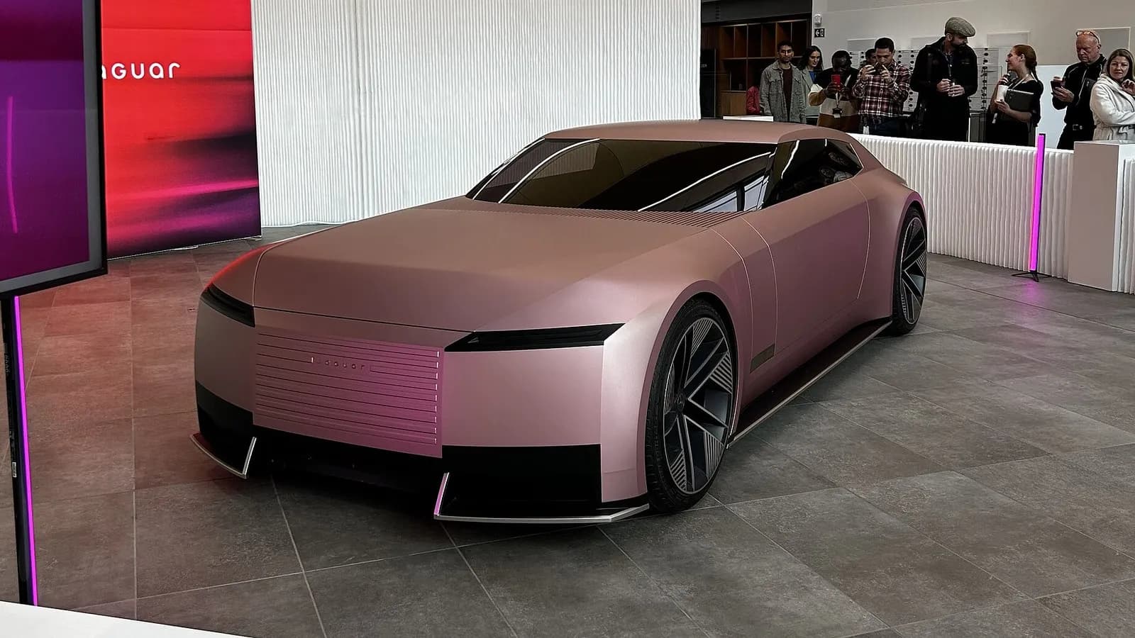 The Jaguar Type 00 concept car on display in a showroom, photographed in December 2024, a file photograph of the concept that preceded the Type 01 and not of the production car