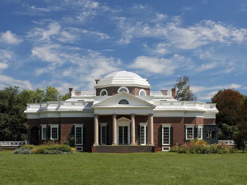 Monticello, Thomas Jefferson's Virginia estate, where the hair examined in the Smithsonian's DNA study originated, photographed in September 2013