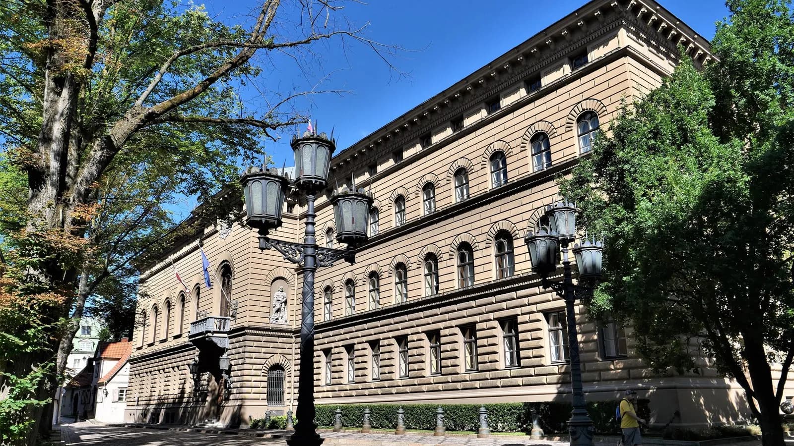 The Saeima, Latvia's parliament building, in Riga, photographed in February 2023 and not on election night