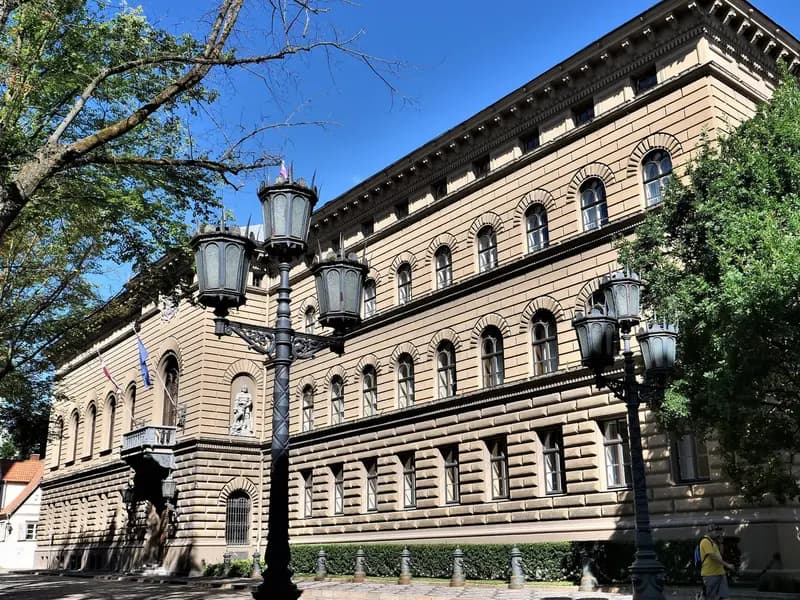 The Saeima, Latvia's parliament building, in Riga, photographed in February 2023 and not on election night