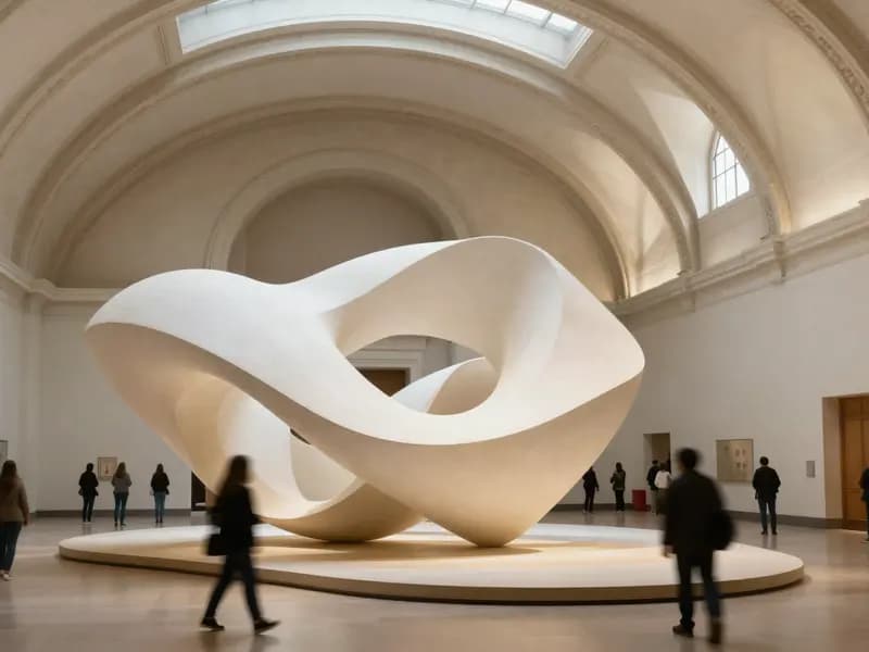 A sculptural installation in a grand museum hall