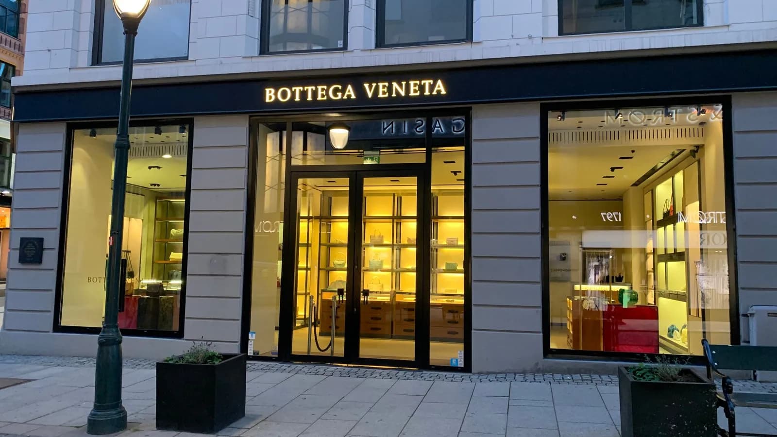 A Bottega Veneta storefront in Oslo, illustrative of the house and not the Milan runway show itself, photographed in August 2022