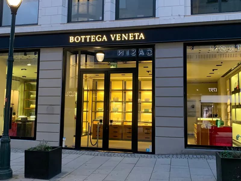 A Bottega Veneta storefront in Oslo, illustrative of the house and not the Milan runway show itself, photographed in August 2022