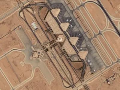 An orthorectified satellite image of King Khalid International Airport in Riyadh showing its terminals and runways, dated August 2006, a file image illustrative of the airport layout and not of the damage reported this week