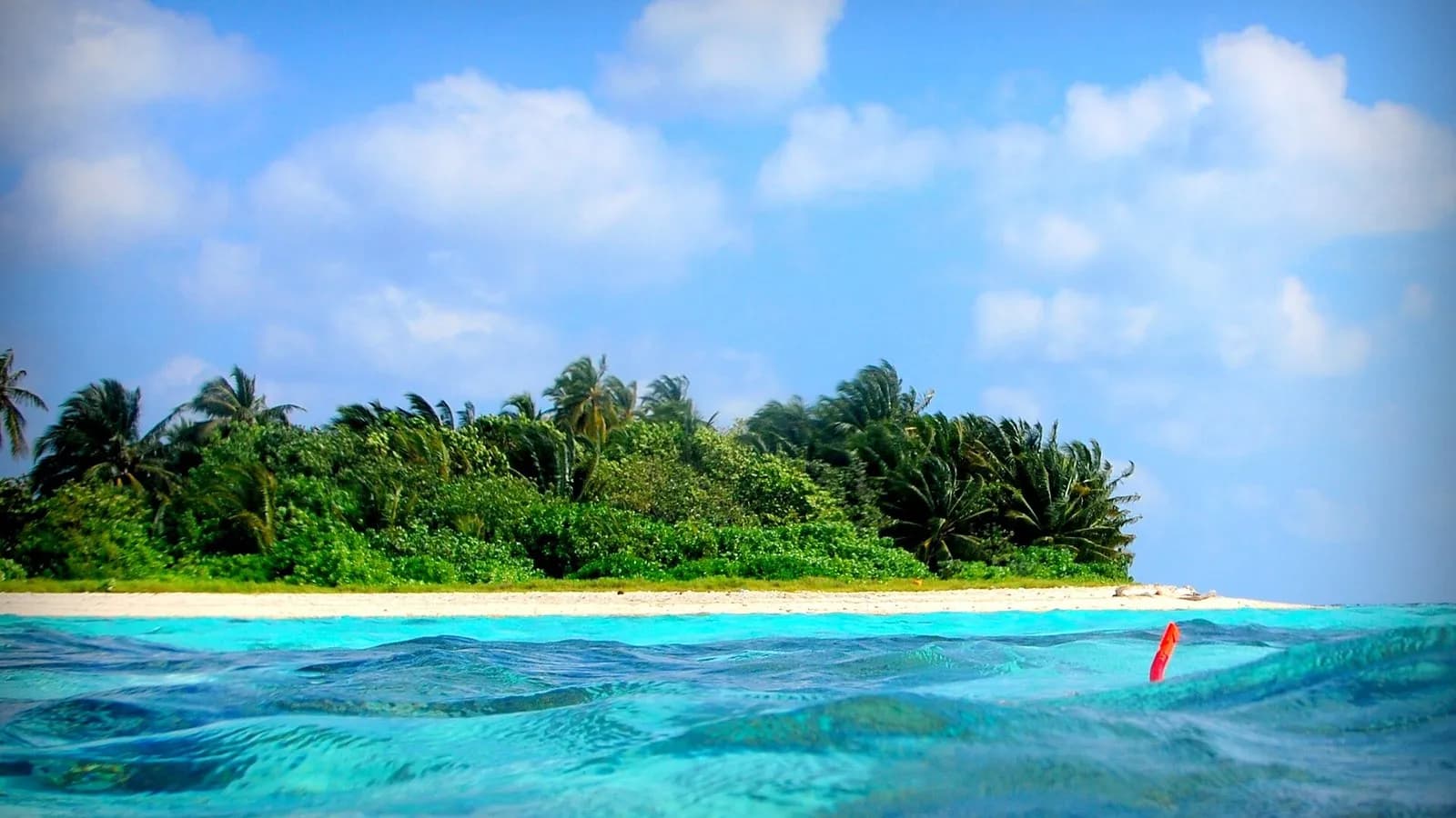A small palm-covered island with a white sand beach seen across turquoise water at Vaavu Atoll in the Maldives, photographed on 5 November 2012, a file photograph of the atoll and not of the cave or the recovery