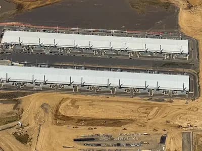 An aerial view of Microsoft Azure data centre buildings at Pangborn, Wenatchee, Washington, photographed on 22 August 2025, a file photograph of a Microsoft site and not of Maia 300 hardware
