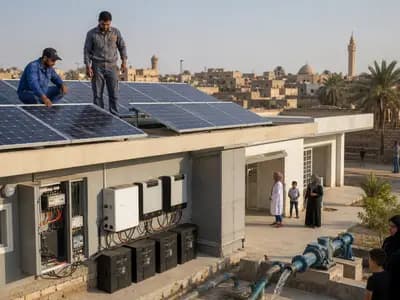 Solar panels supplying dependable electricity to essential community services in the Middle East