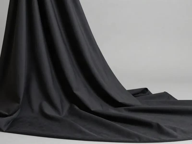 A sculptural drape of matte black fabric lit to show its texture