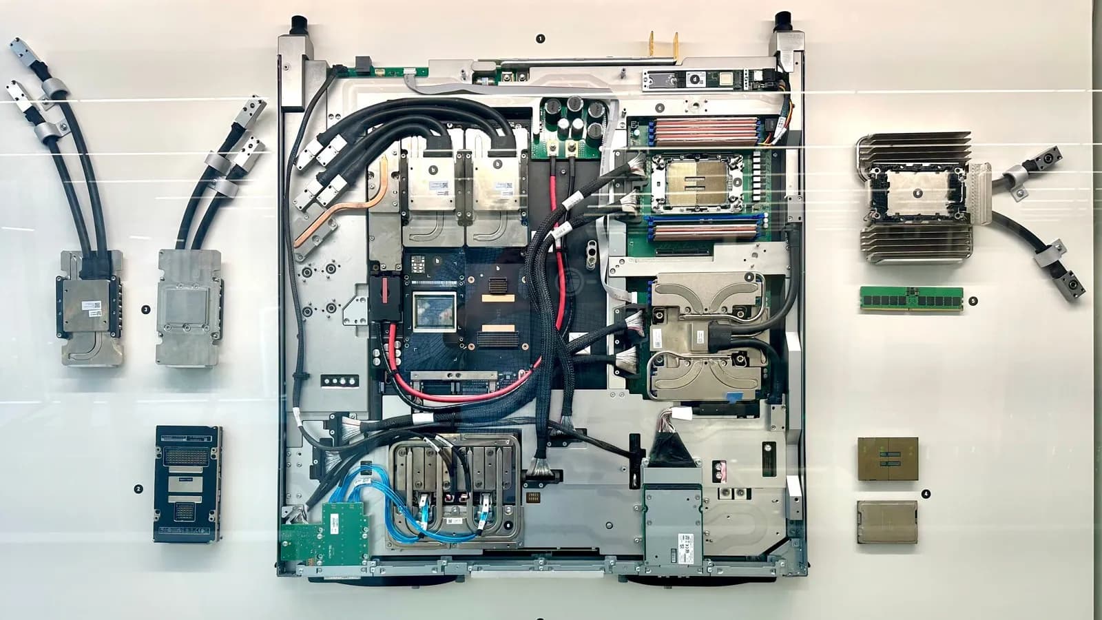 A GPU blade with liquid cooling, illustrative of the kind of AI accelerator hardware deployed at data centres like Colossus 2 and not a photograph of the Memphis site itself, photographed in July 2025