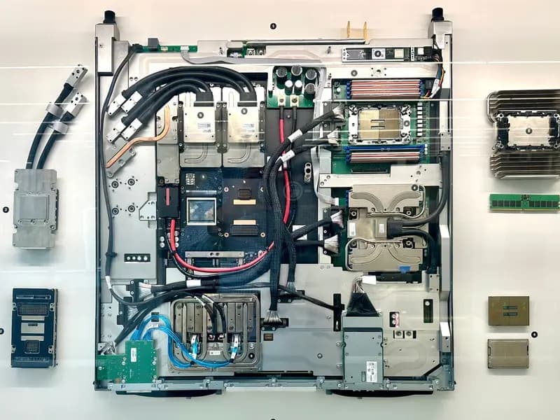 A GPU blade with liquid cooling, illustrative of the kind of AI accelerator hardware deployed at data centres like Colossus 2 and not a photograph of the Memphis site itself, photographed in July 2025