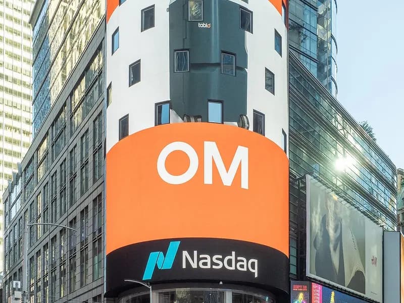 The Nasdaq MarketSite tower on Times Square in New York with the exchange's logo, photographed in September 2021, a file photograph and not from Thursday's trading