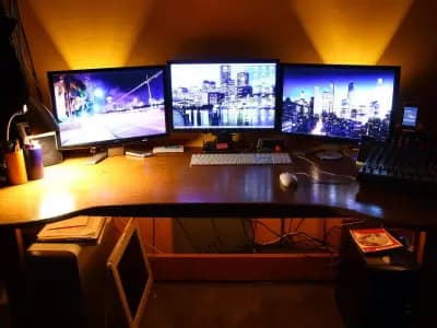 A developer workstation with a code editor and several windows open