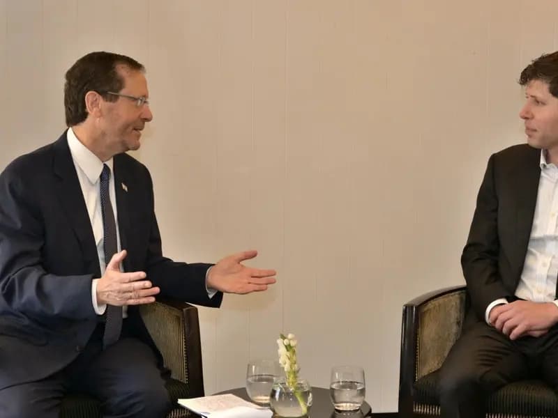 OpenAI chief executive Sam Altman meeting Israel's president Isaac Herzog in June 2023, a file photograph illustrative of Altman and not of the events in this report