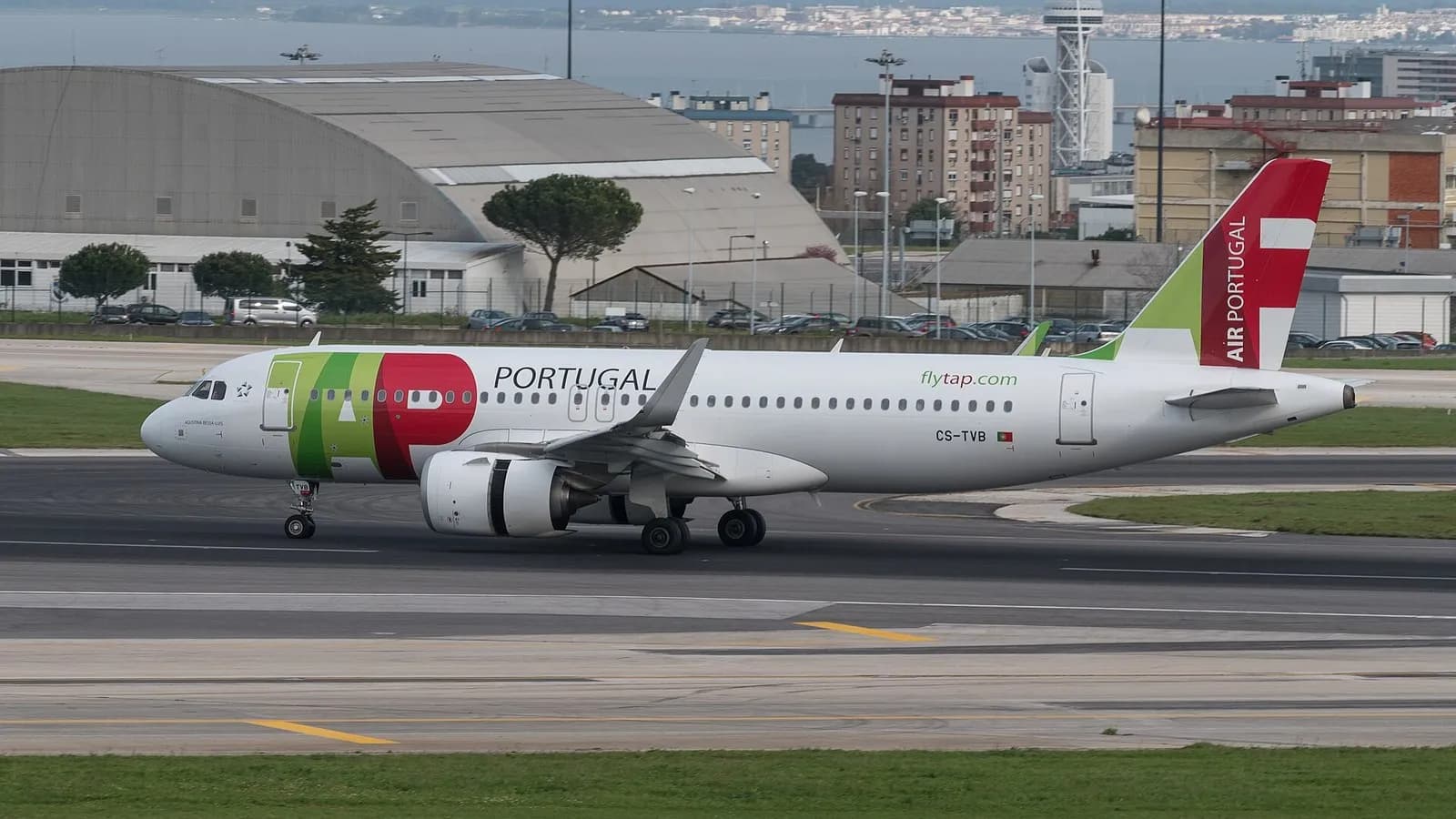 A TAP Air Portugal Airbus A320 on the runway at Lisbon airport, photographed in March 2020, a file photograph of the airline and not of Wednesday's announcement