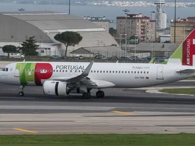 A TAP Air Portugal Airbus A320 on the runway at Lisbon airport, photographed in March 2020, a file photograph of the airline and not of Wednesday's announcement