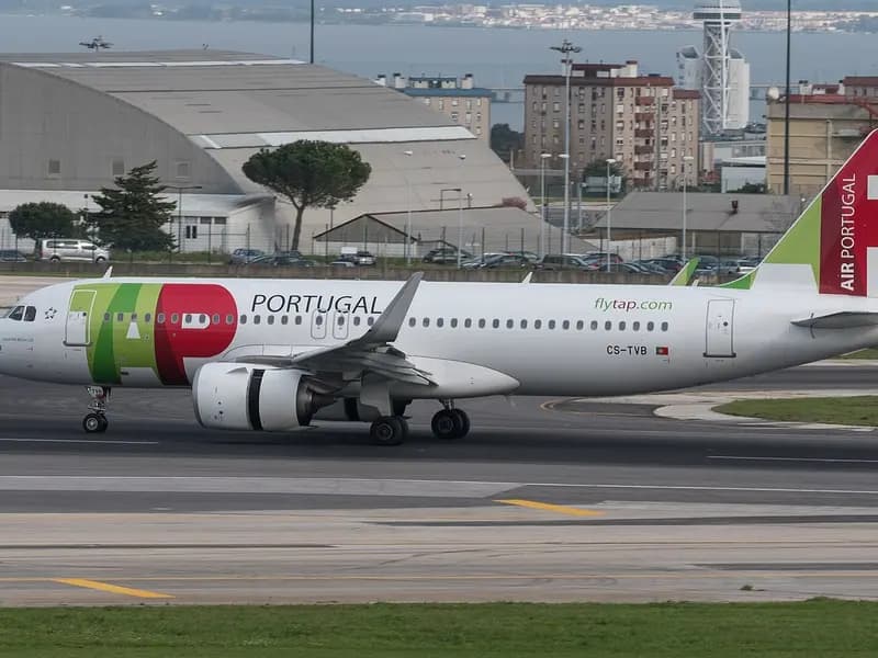 A TAP Air Portugal Airbus A320 on the runway at Lisbon airport, photographed in March 2020, a file photograph of the airline and not of Wednesday's announcement