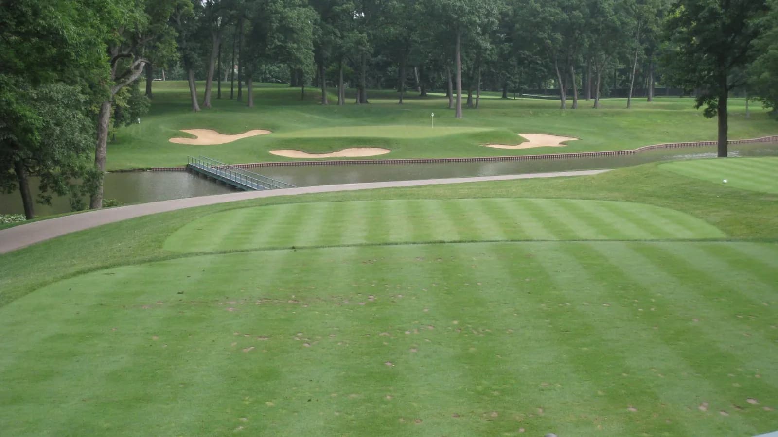 The 13th hole at Medinah Country Club outside Chicago, host venue of the 2026 Presidents Cup, photographed in July 2008