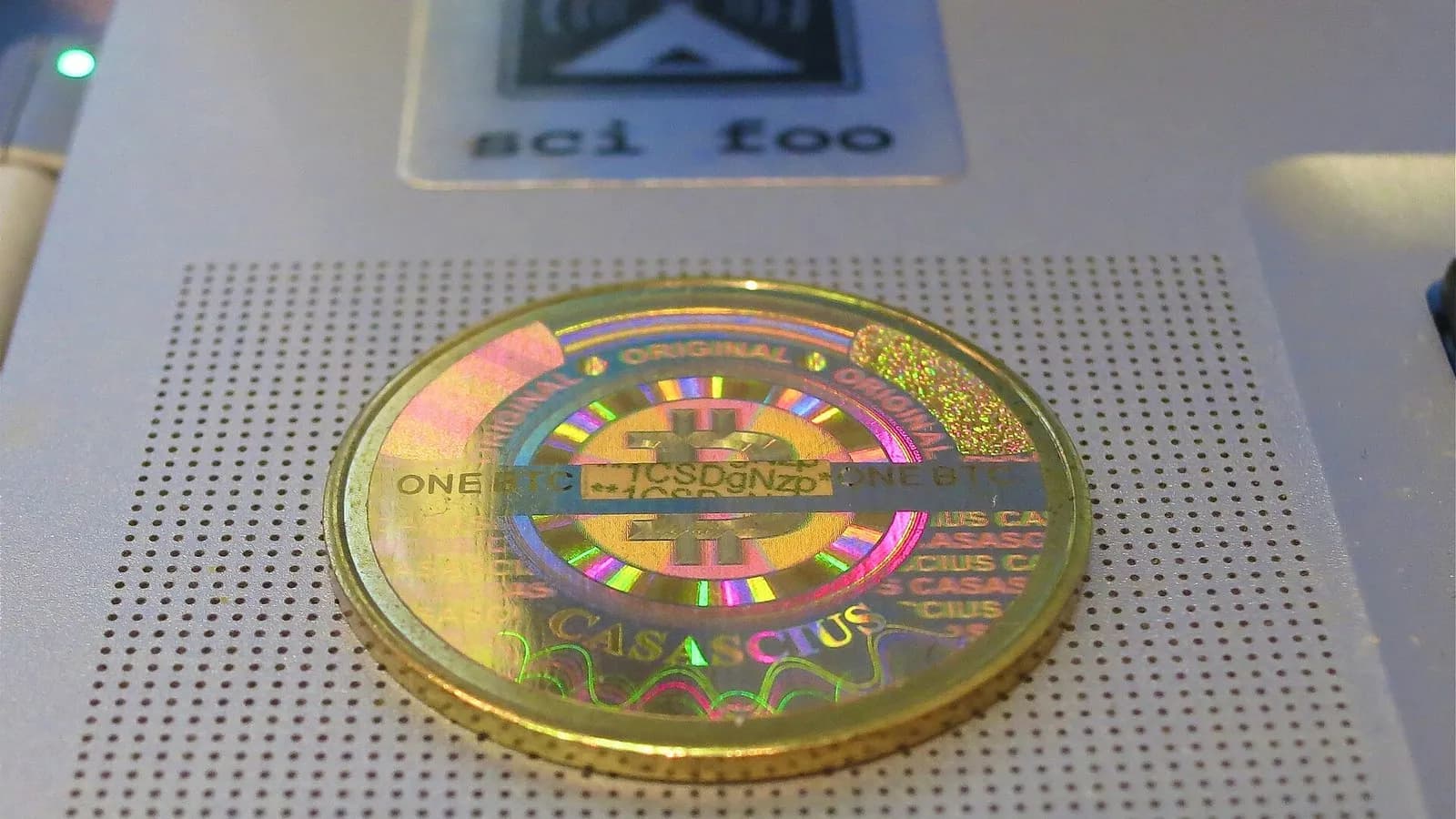 A Casascius physical bitcoin coin, a metal collectible, photographed on 15 January 2013, a file photograph illustrative of bitcoin and not of the Quantum Alliance or this week's price