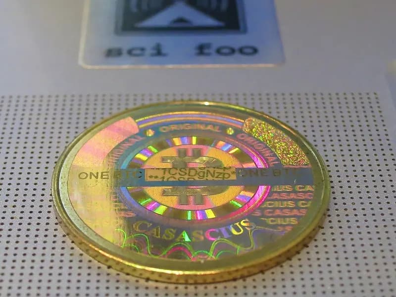 A Casascius physical bitcoin coin, a metal collectible, photographed on 15 January 2013, a file photograph illustrative of bitcoin and not of the Quantum Alliance or this week's price
