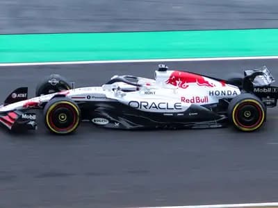 Max Verstappen driving the Red Bull Racing car in the race at the Japanese Grand Prix, photographed on 6 April 2025, a file photograph of the team's car and not from this season's races