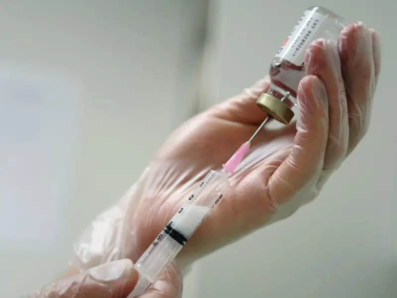A syringe and needle