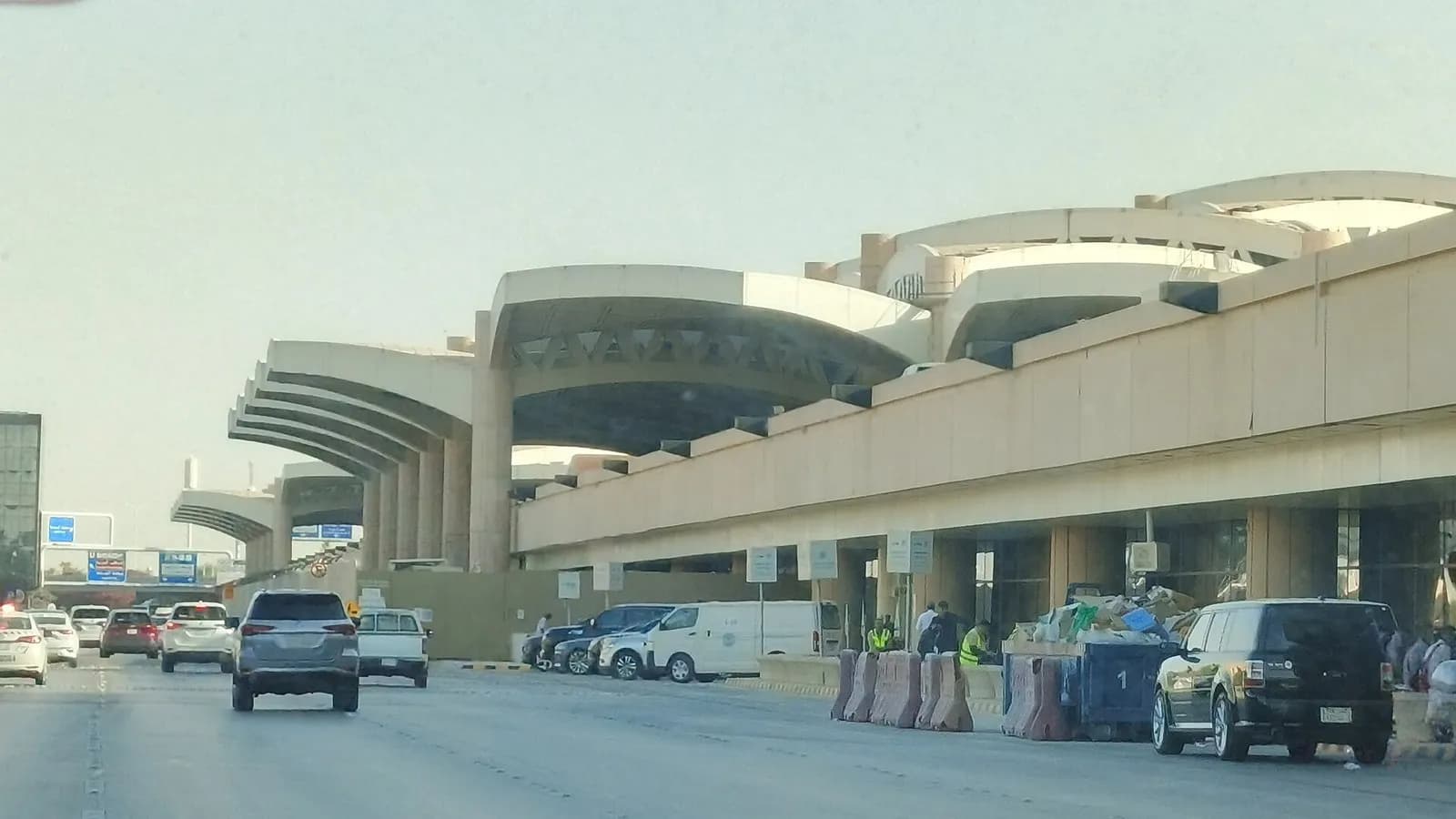 The curved canopy of a terminal building at King Khalid International Airport in Riyadh, photographed in 2025, a file photograph illustrative of the airport and not of the damage from Saturday's missile strike