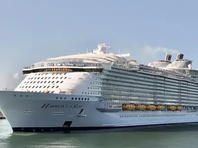Harmony of the Seas, a Royal Caribbean International cruise ship, illustrative of the company entering the Sandals joint venture, photographed in October 2024