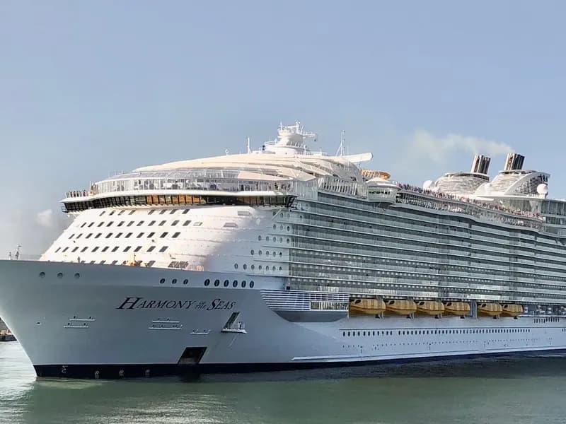 Harmony of the Seas, a Royal Caribbean International cruise ship, illustrative of the company entering the Sandals joint venture, photographed in October 2024