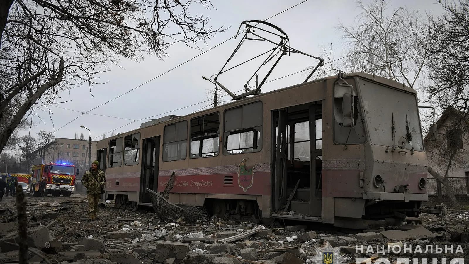 Destruction in Zaporizhzhia, Ukraine, after a Russian attack, illustrative of strikes on the city named in this report and not this week's attack itself, photographed in December 2023