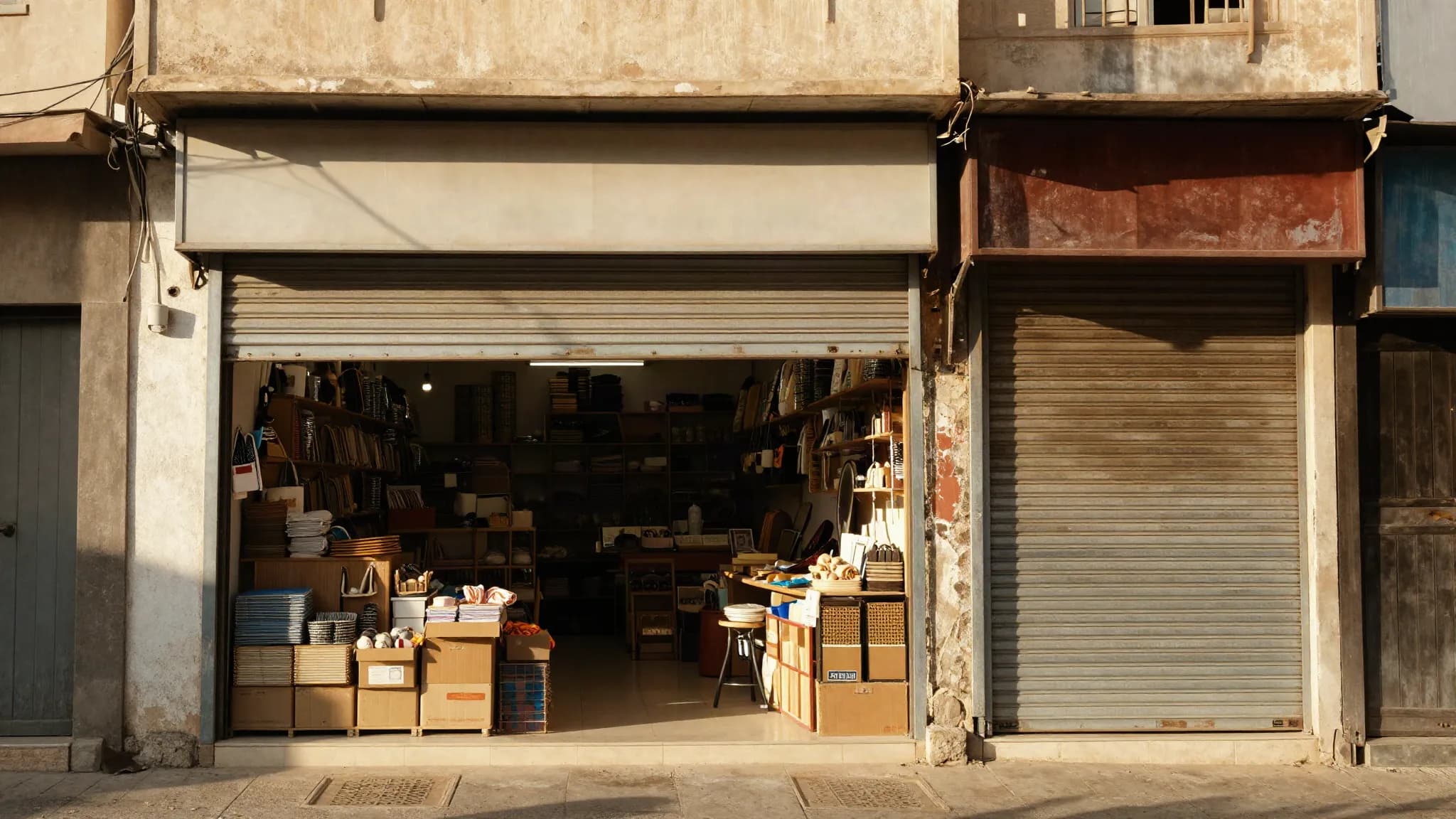 A small independent workshop on a sunlit street