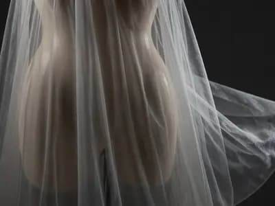 Sheer layered chiffon draped over a mannequin torso