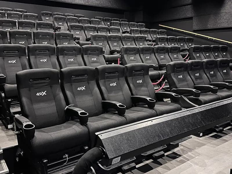 Rows of black reclining seats in a cinema auditorium, photographed on 15 July 2023, a file photograph illustrative of cinema-going and not of any film or theatre in the weekend's box office