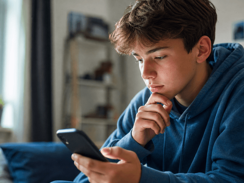A teenager reviewing privacy settings on a social media account under European digital rules