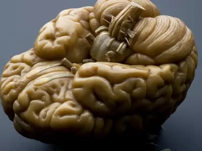 A nineteenth-century anatomical model of a human brain, illustrative of the organ studied in the REM sleep research and not the mouse imaging apparatus used in it