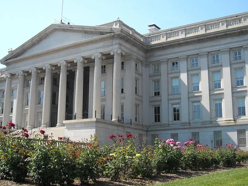 The rear of the United States Treasury Department building in Washington, D.C., photographed in May 2008, a file photograph illustrative of the department that auctions Treasury debt and not of this week's sales