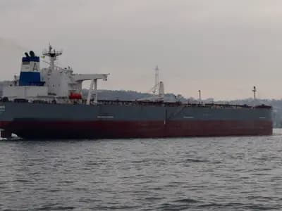 A crude oil tanker in the Bosphorus Strait in Istanbul, illustrative of tanker traffic through a strategic strait and not the Strait of Hormuz itself, photographed in December 2014