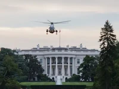 The White House with Marine One on the South Lawn in Washington, illustrative of the presidency hosting the summit and not the Trump-Xi meeting itself, photographed in July 2012