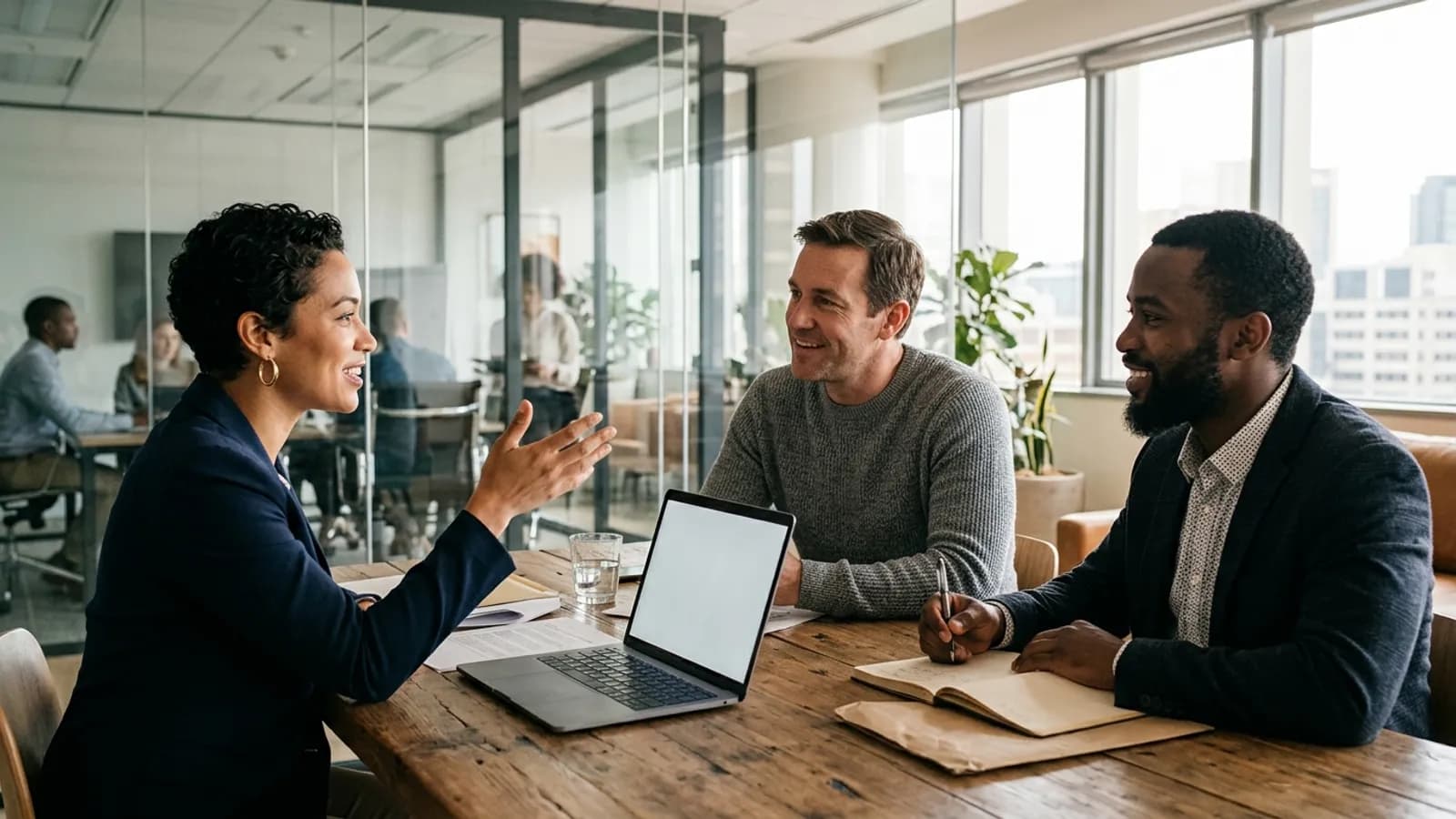 Professionals in a meeting in a modern office