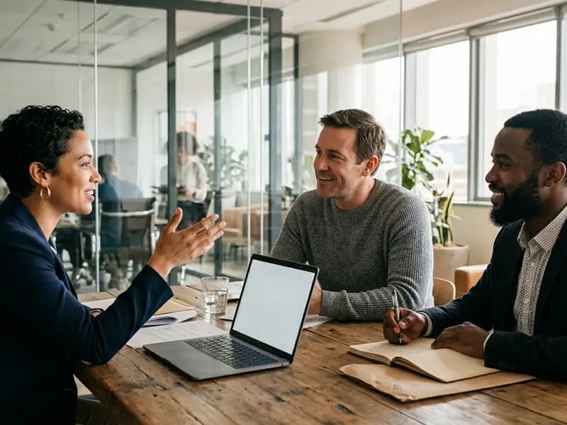 Professionals in a meeting in a modern office