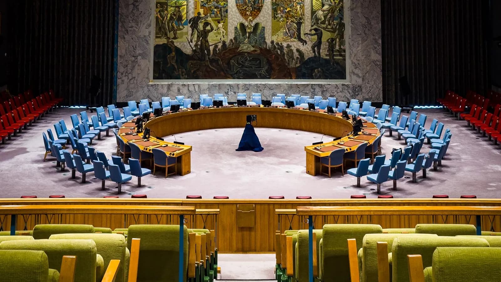 The United Nations Security Council chamber in New York, where Sam Altman and Dario Amodei addressed the council on AI risk, a file photo taken in September 2024