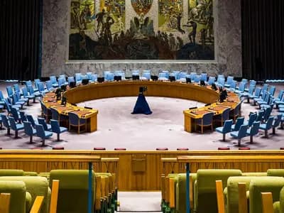 The United Nations Security Council chamber in New York, where Sam Altman and Dario Amodei addressed the council on AI risk, a file photo taken in September 2024